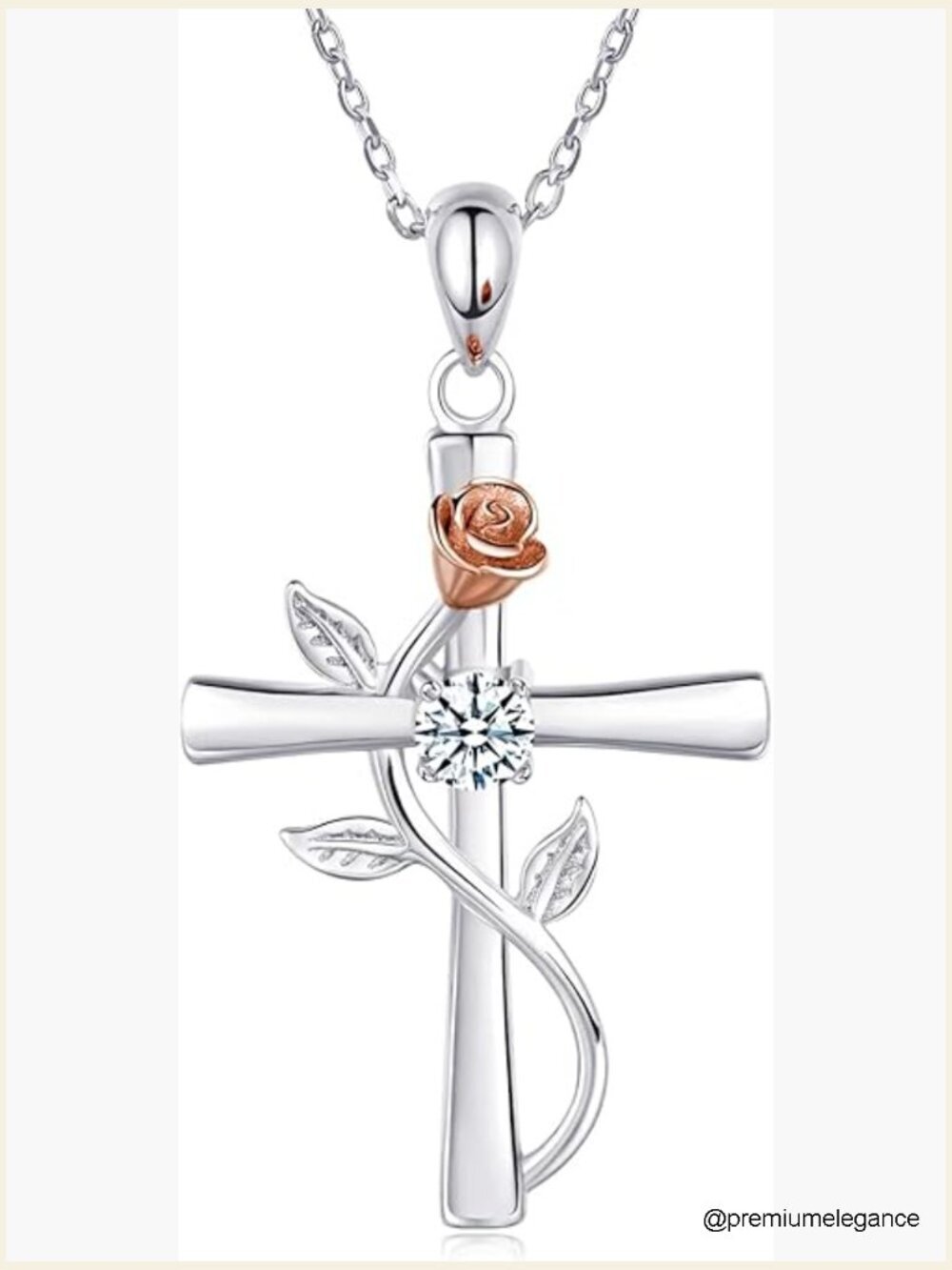 925 Sterling Silver Cross Birthstone Pendant Necklace for Women